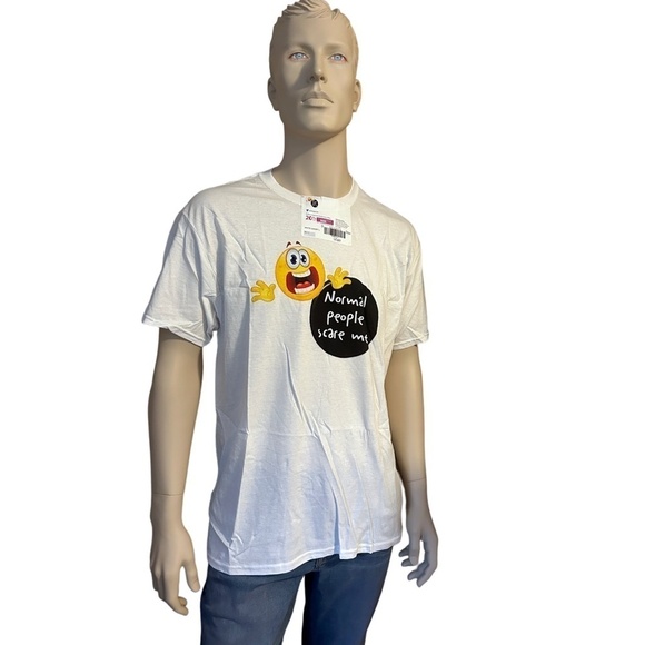 Fruit of the Loom Custom Graphic Novelty Tee T-shirt Normal People Scare Me NIP - Picture 3 of 10